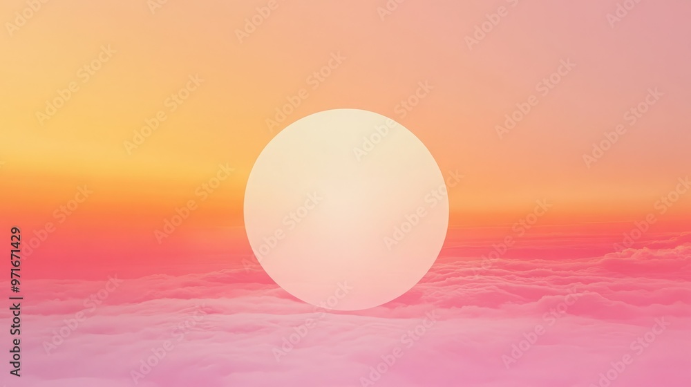 Abstract pink and orange sunset with a white circle. Abstract pink and orange sunset with a white circle.
