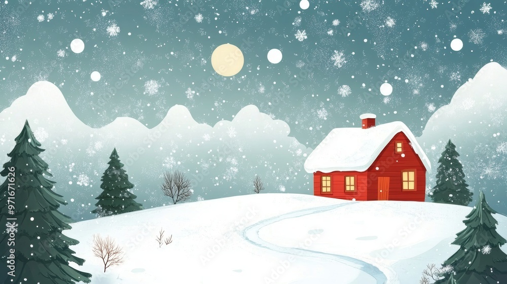 Fototapeta premium Festive christmas illustrations for holiday cards and seasonal backgrounds designs