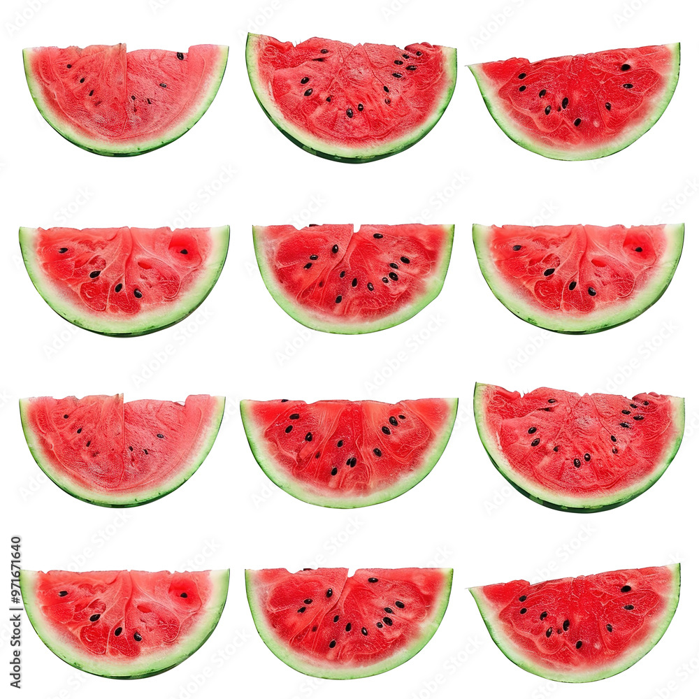 pattern with watermelon on transparent background, clipping path, png, 
