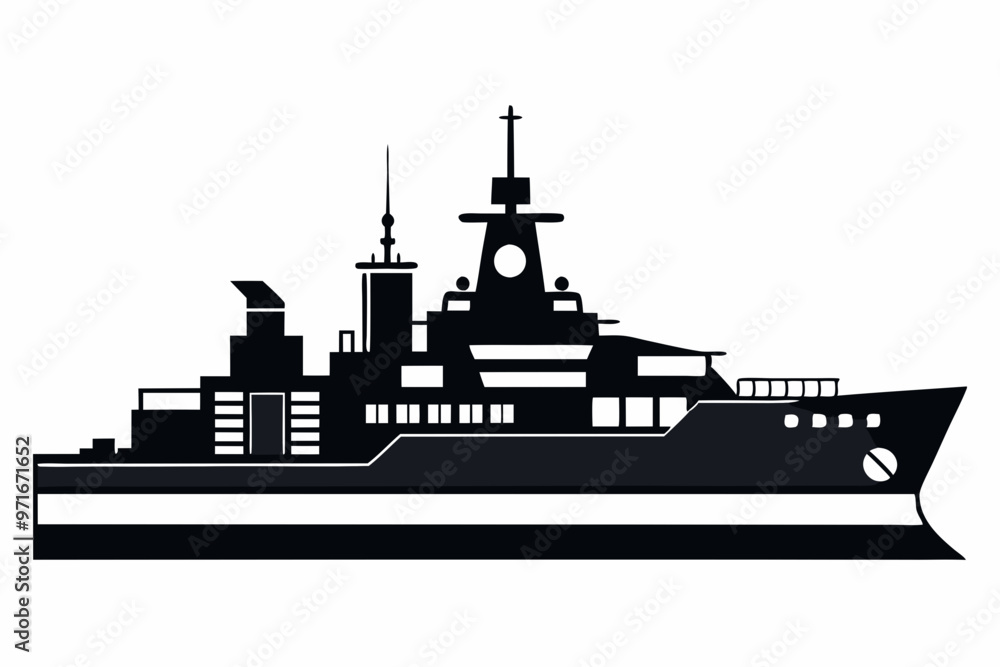 Naklejka premium Warship icon, Warship silhouette vector collection