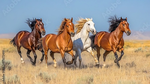 Wild Horses Gallop: A Majestic Run Across the Desert Sky