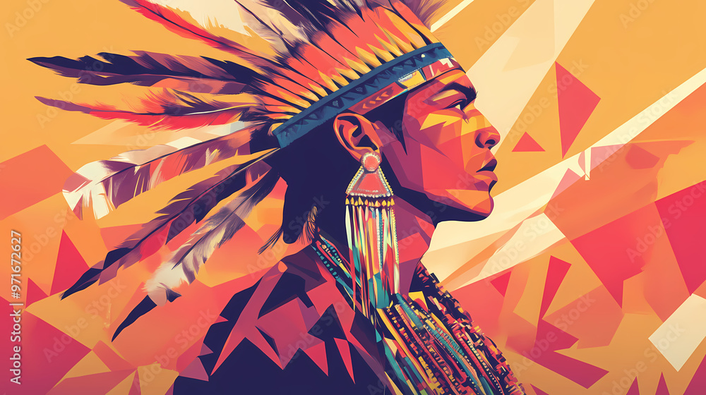 Fototapeta premium Native american pow wow - generative ai. Native American. Illustration