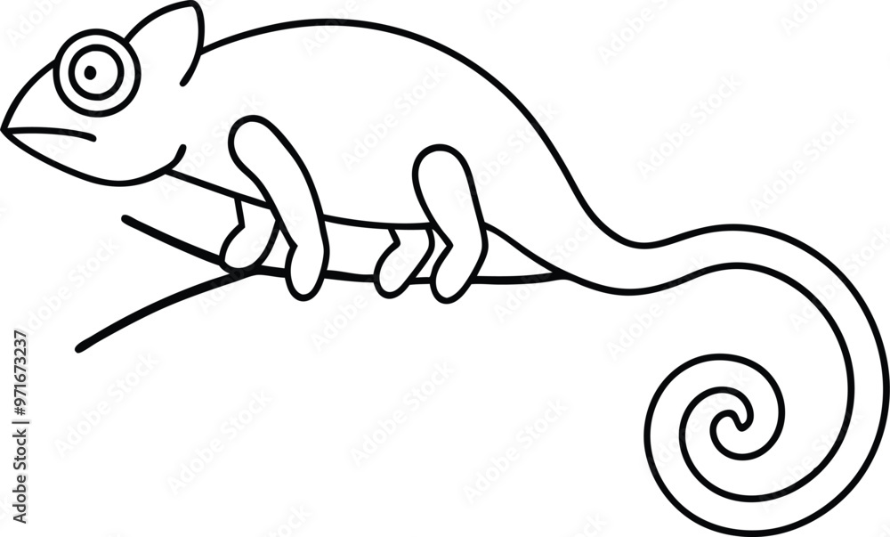 Obraz premium Minimalist Chameleon Art Discover the Elegance of Nature in Vector Illustration 