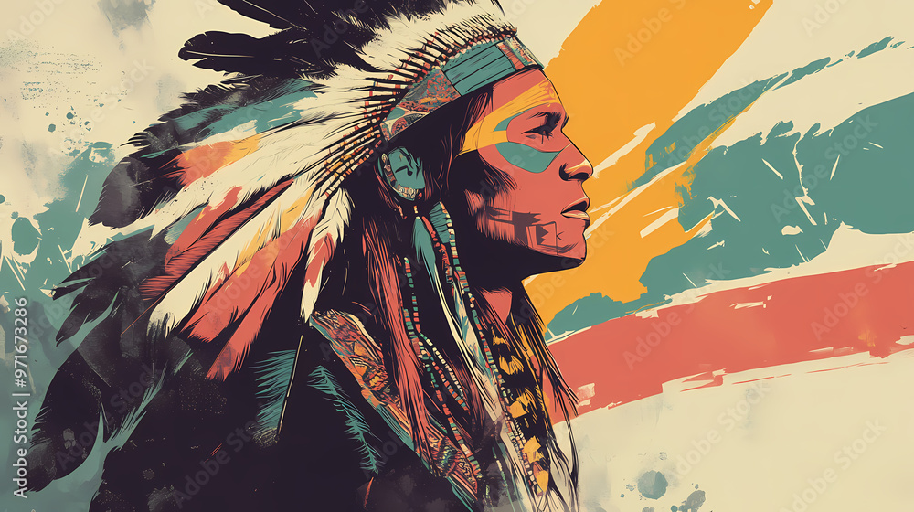 Fototapeta premium Native canvas. Native American. Illustration