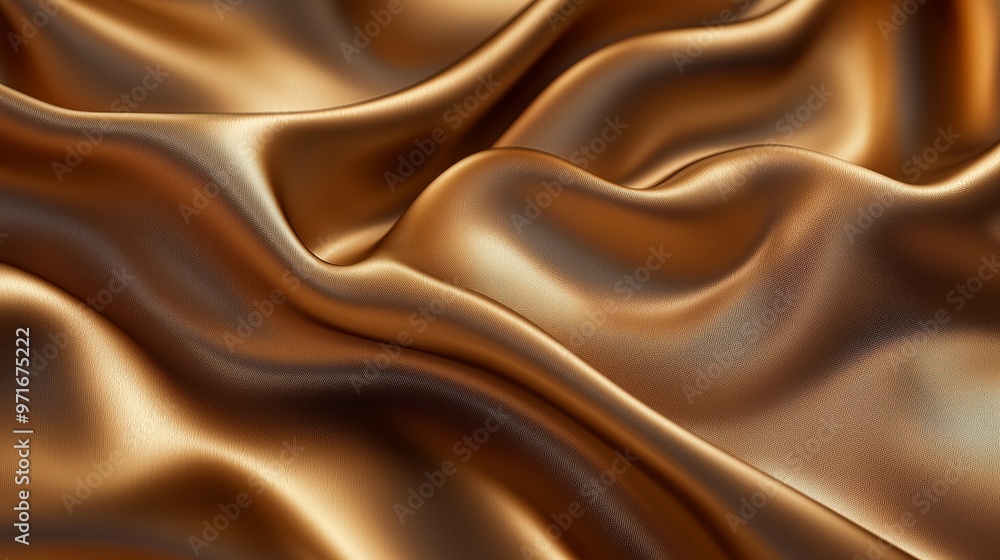Obraz premium Richly textured golden fabric draping softly in elegant waves showcasing its luxurious sheen and smooth surface
