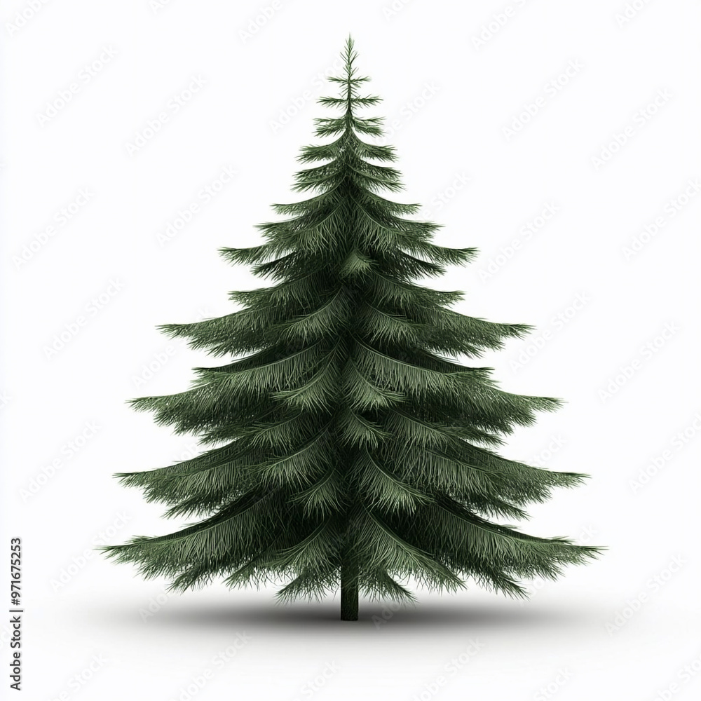 Fototapeta premium Green Christmas tree is on a white background clipart