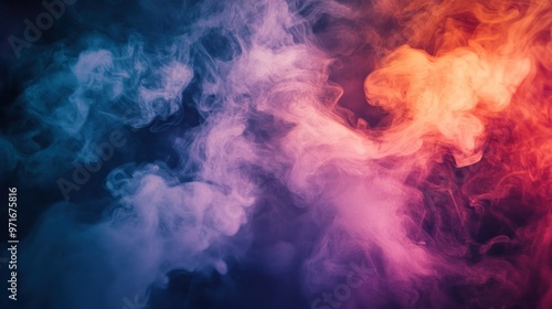 Abstract Swirling Blue and Orange Smoke