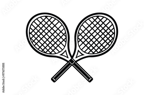 Padel Racket vector line art illustration