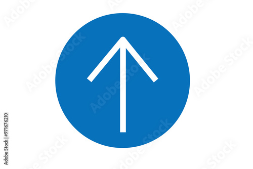 White arrow graph up direction isolated on blue circle png file type transparent background