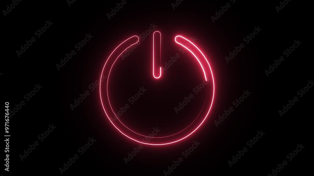 Glowing neon Power On icon isolated on black background. HD Video motion graphic animation Glowing neon Power On icon isolated on black background. HD Video motion graphic animation