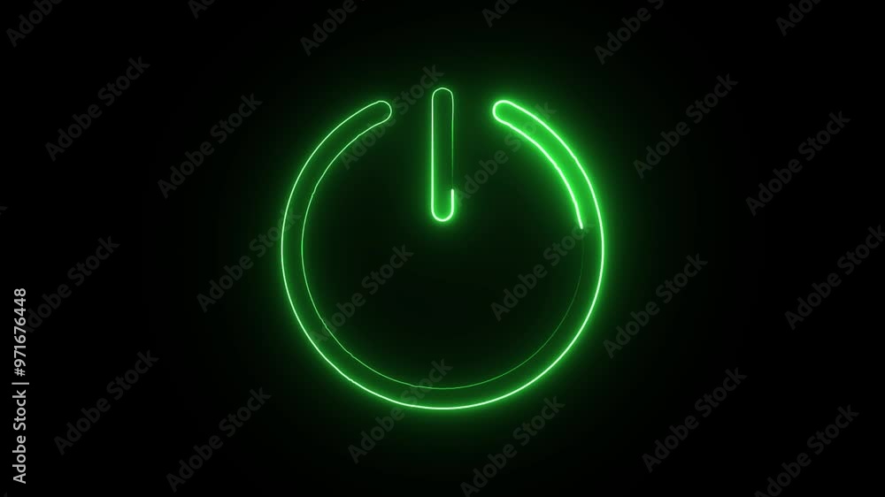 Glowing neon Power On icon isolated on black background. HD Video motion graphic animation Glowing neon Power On icon isolated on black background. HD Video motion graphic animation