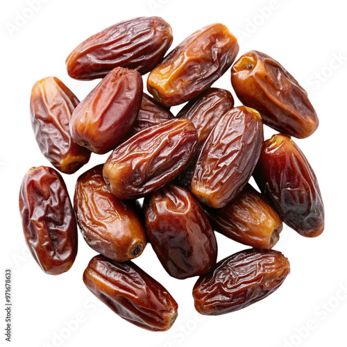 Pitted dates isolated on white from above Isolated on transparent background.