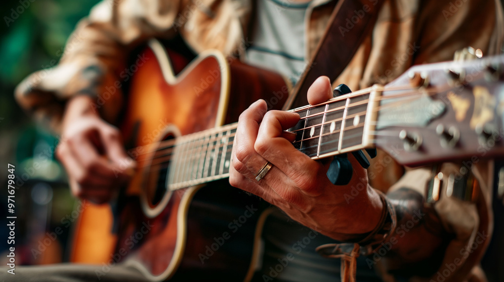 Obraz premium Musician playing guitar, Man playing guitar.