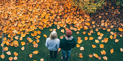 Aventure automnale : un couple face à la beauté de la nature photo