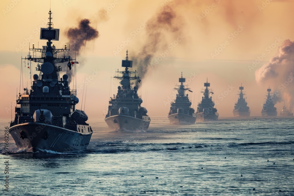 fleet of navy ships at sea fleet of navy ships at sea