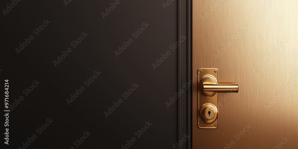 a modern door handle and lock on a stylish black and gold door, symbolizing security and elegance. a modern door handle and lock on a stylish black and gold door, symbolizing security and elegance.