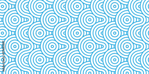 Abstract Overlapping creative diamond circle abstract blue pattern background with waves texture. geometric digital fabric pattern circles floral and spiral round lapping blue retro background.