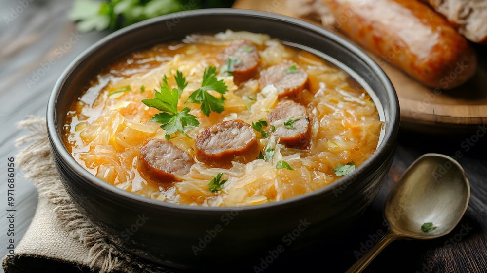 Sauerkraut soup with sausage Sauerkraut soup with sausage