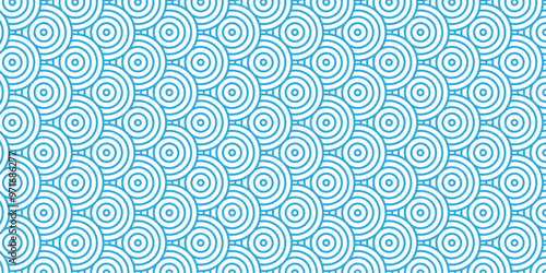 Abstract Overlapping creative diamond circle abstract blue pattern background with waves texture. geometric digital fabric pattern circles floral and spiral round lapping blue retro background.