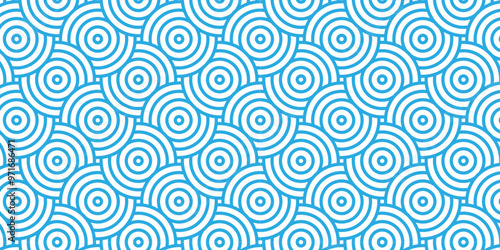 Abstract Overlapping creative diamond circle blue pattern background with waves texture. geometric digital fabric pattern circles floral and spiral round lapping blue retro background.