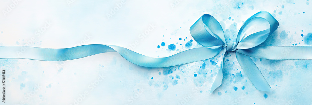 Naklejka premium Periwinkle (Light Blue) wide banner background with Periwinkle ribbon design