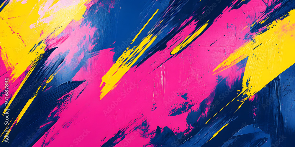 abstract background in the form of chaotic strokes of paint in blue, yellow and pink colors. Colored texture. Strokes of paint abstract background in the form of chaotic strokes of paint in blue, yellow and pink colors. Colored texture. Strokes of paint