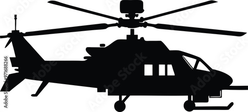 Military helicopter silhouette vector illustration design