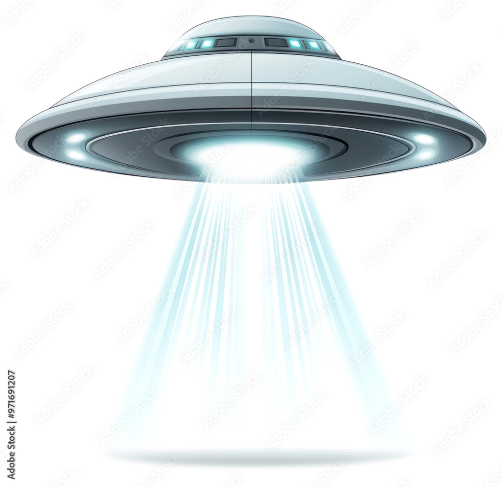 PNG Futuristic UFO with glowing lights PNG Futuristic UFO with glowing lights