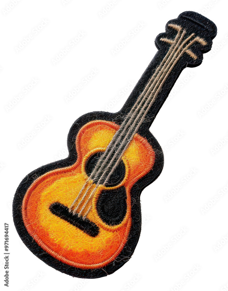 Obraz premium PNG Felt stickers of a single guitar musical instrument bass guitar.