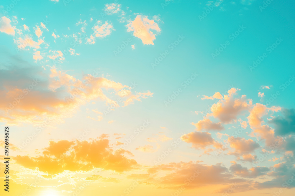 Sunset Sky Background, Sunrise with Cloud with Blue, Orange, Yellow Color in Morning. Sunset Sky Background, Sunrise with Cloud with Blue, Orange, Yellow Color in Morning.