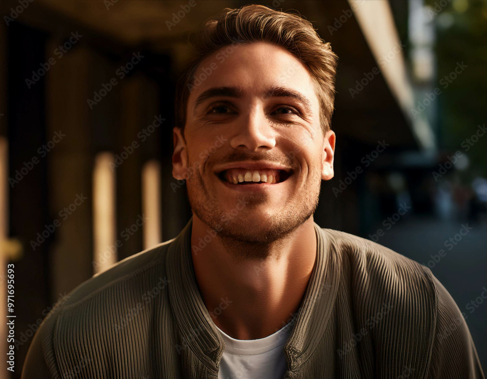 A close-up portrait of a person laughing with joy, their eyes closed and head slightly tilte A close-up portrait of a person laughing with joy, their eyes closed and head slightly tilte