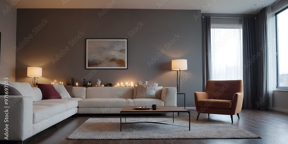 Modern Living Room with Cozy Sofa, Stylish Decor, and Natural Light - Perfect for Relaxation and Entertaining Modern Living Room with Cozy Sofa, Stylish Decor, and Natural Light - Perfect for Relaxation and Entertaining