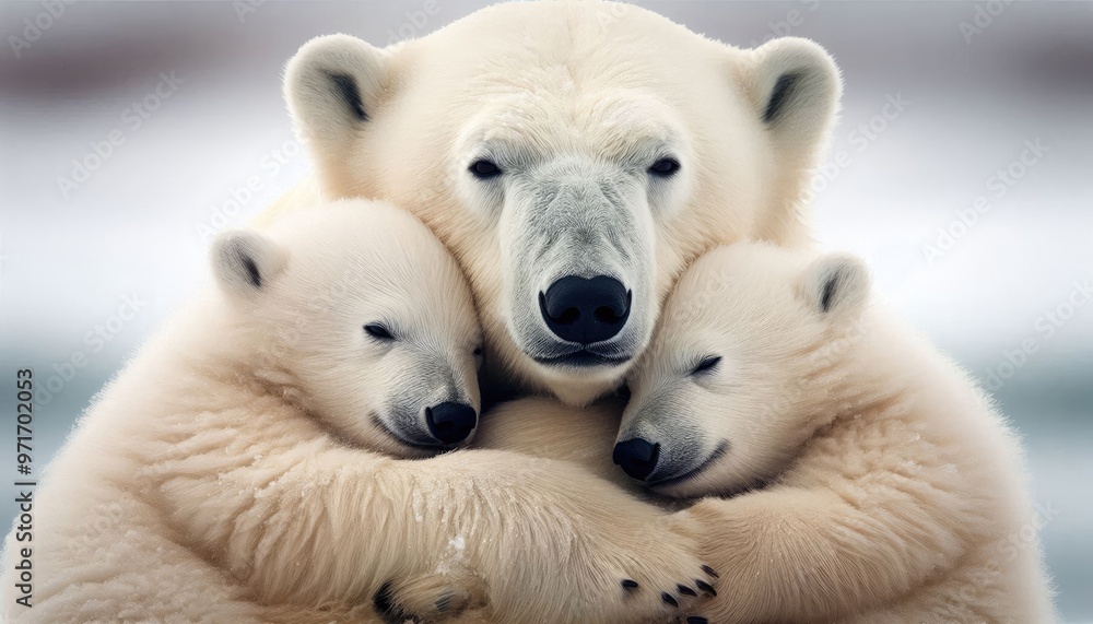 Polar bear and her cubs Polar bear and her cubs