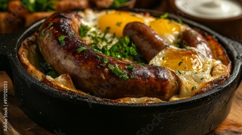 The national cuisine of Great Britain: Toad in a mink. photo