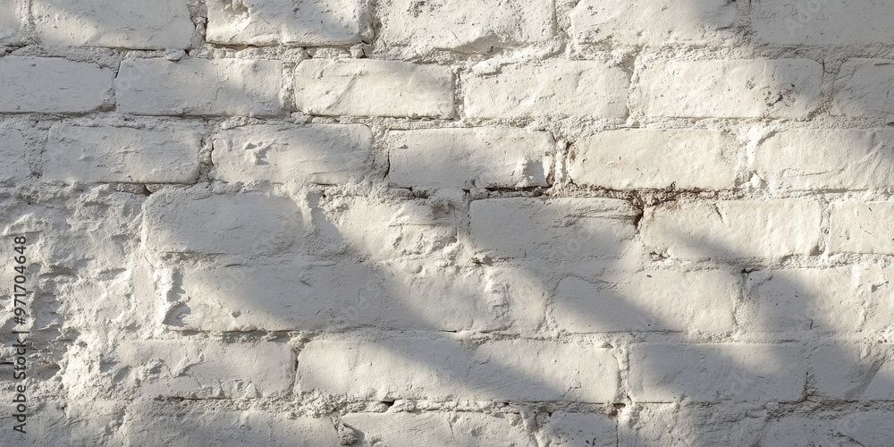 Textured White Brick Wall with Shadows Textured White Brick Wall with Shadows