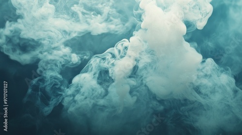 Abstract Swirling Smoke on a Teal Background