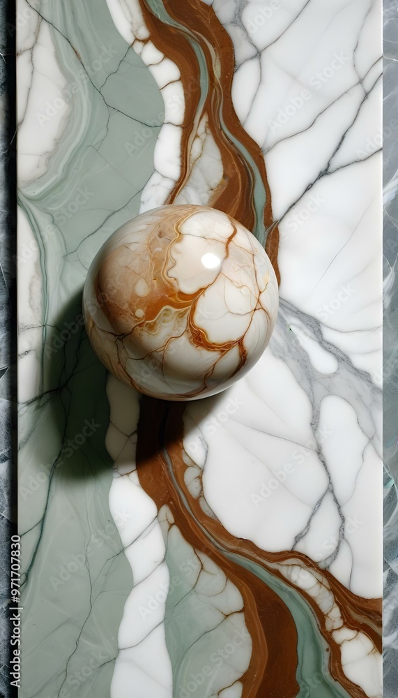 Detailed close-up of a marble surface with natural patterns and veins in shades of gray, brown, and green, high detail Detailed close-up of a marble surface with natural patterns and veins in shades of gray, brown, and green, high detail