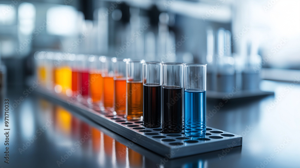 Test tubes containing a range of colorful liquids on a lab bench, symbolizing the diversity of biomarkers being studied in a scientific setting. Test tubes containing a range of colorful liquids on a lab bench, symbolizing the diversity of biomarkers being studied in a scientific setting.