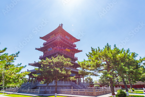 Beautiful scenery of Huayan Temple in Datong, Shanxi Province on a sunny summer day photo