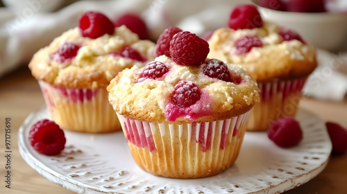 Raspberry and cream muffins