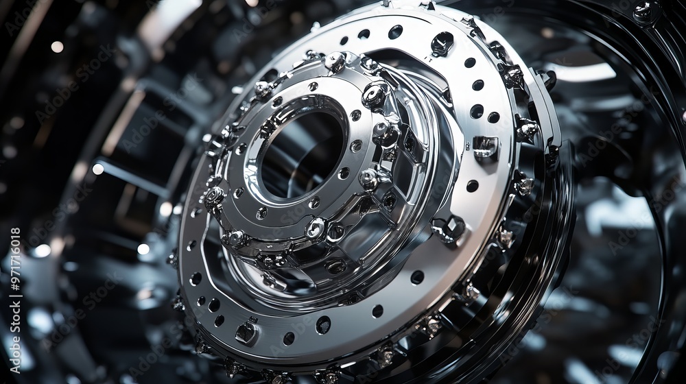 Detail view of a brake disc and wheel hub Detail view of a brake disc and wheel hub