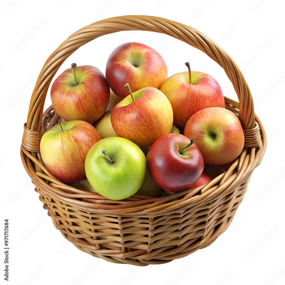 A basket full of apples and pure fruits with a transparent design A basket full of apples and pure fruits with a transparent design