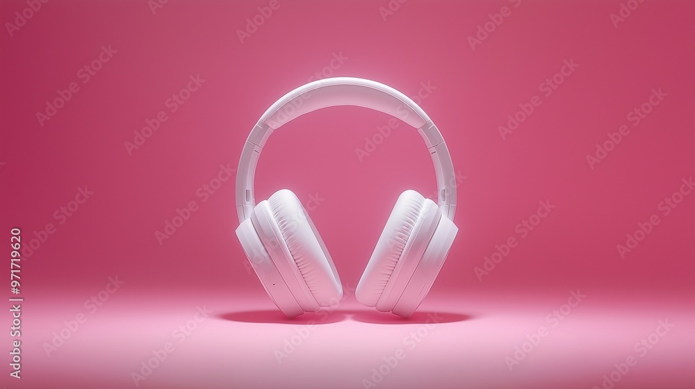 White headphones placed against a plain background White headphones placed against a plain background