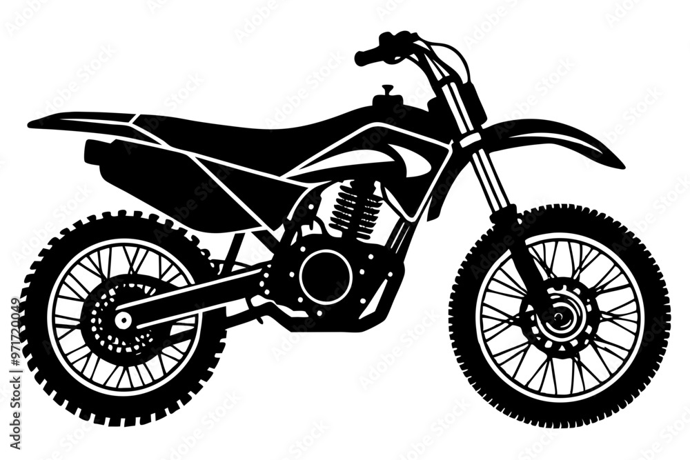 Fototapeta premium Dirt Bike Silhouette, Off-road Motocross Dirt bike Vector Illustration