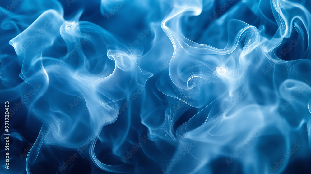 Obraz premium 青い背景に浮かぶ煙の美学