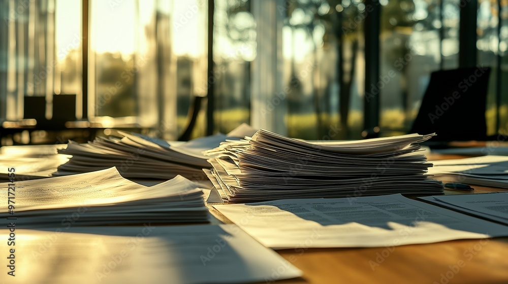White legal documents spread out on a table in a conference room White legal documents spread out on a table in a conference room