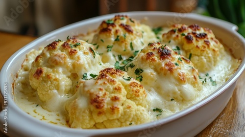 National cuisine of Great Britain: Cauliflower baked with cream and cheese.