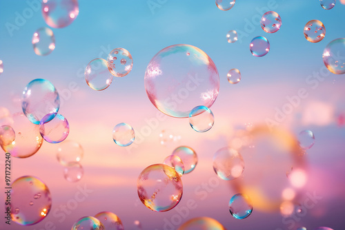 Bubbles floating in the air