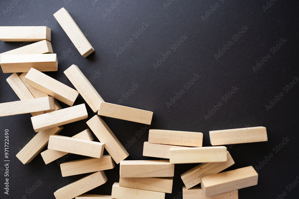 Pile of small wooden blocks for Jenga table game Pile of small wooden blocks for Jenga table game