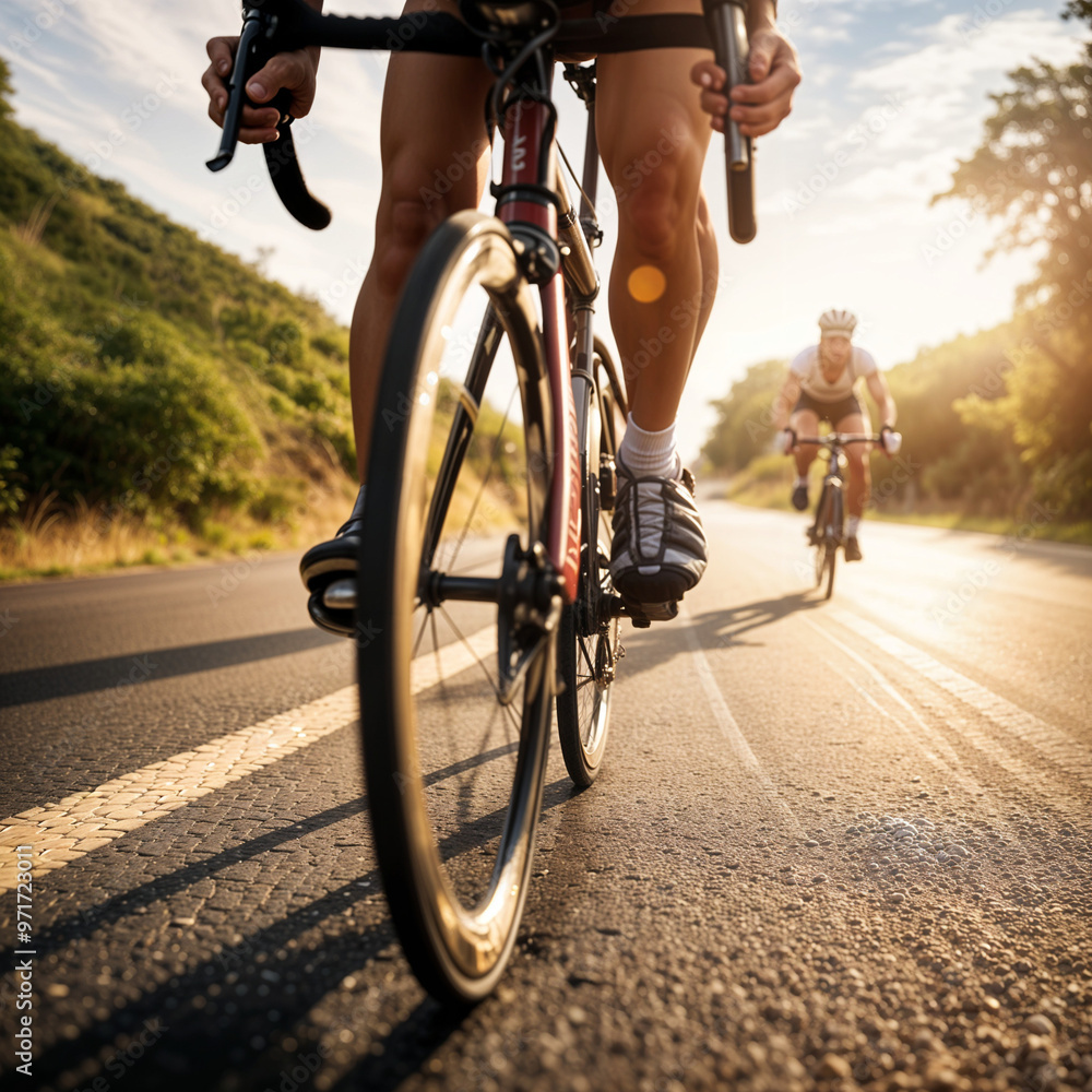 Fototapeta premium Riding a bike in the road..